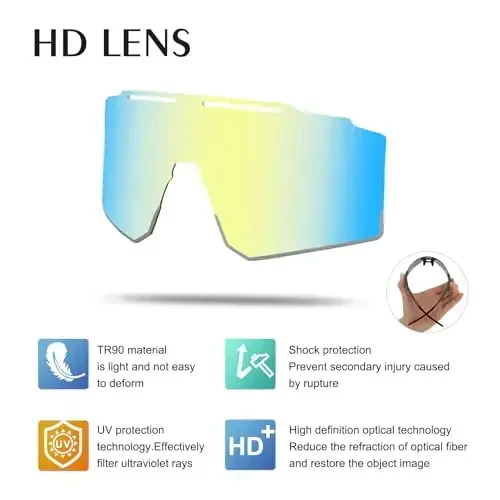 OULAIQI Cycling Sunglasses Polarized Sunglasses for Cycling Men Women with 1 Lens or 3 Interchangeable Lens Baseball Glasses - 6