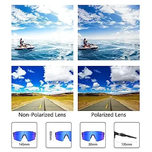 OULAIQI Cycling Sunglasses Polarized Sunglasses for Cycling Men Women with 1 Lens or 3 Interchangeable Lens Baseball Glasses - 4