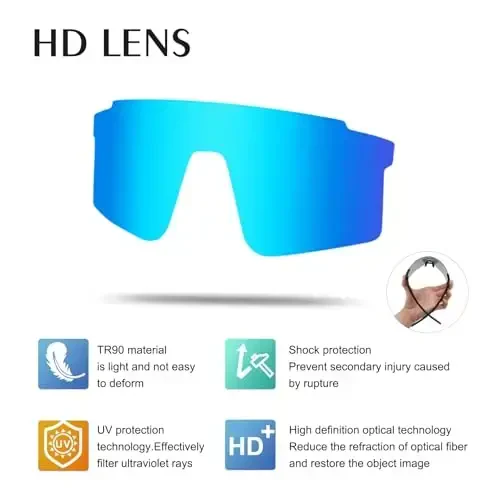 OULAIQI Cycling Sunglasses Polarized Sunglasses for Cycling Men Women with 1 Lens or 3 Interchangeable Lens Baseball Glasses - 6