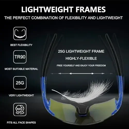 OULAIQI Cycling Sunglasses Polarized Sunglasses for Cycling Men Women with 1 Lens or 3 Interchangeable Lens Baseball Glasses - 4