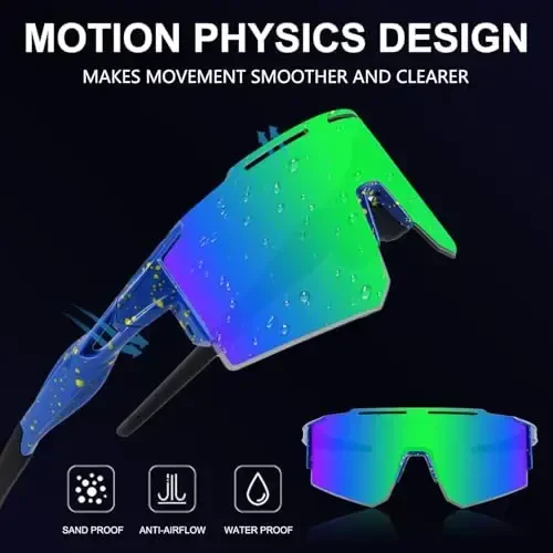 OULAIQI Cycling Sunglasses Polarized Sunglasses for Cycling Men Women with 1 Lens or 3 Interchangeable Lens Baseball Glasses - 2