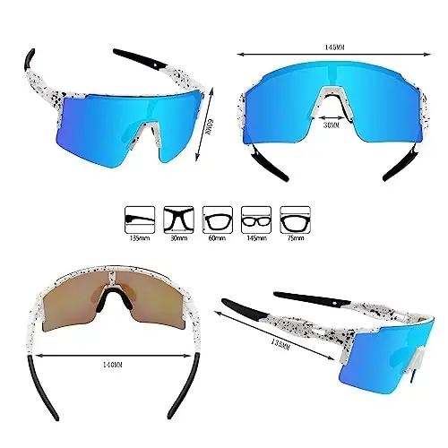 OULAIQI Cycling Sunglasses Polarized Sunglasses for Cycling Men Women with 1 Lens or 3 Interchangeable Lens Baseball Glasses - 3