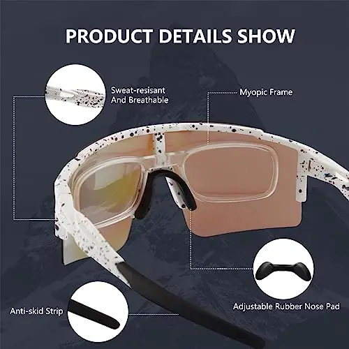 OULAIQI Cycling Sunglasses Polarized Sunglasses for Cycling Men Women with 1 Lens or 3 Interchangeable Lens Baseball Glasses - 4