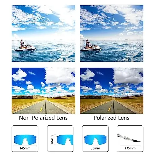 OULAIQI Cycling Sunglasses Polarized Sunglasses for Cycling Men Women with 1 Lens or 3 Interchangeable Lens Baseball Glasses - 5