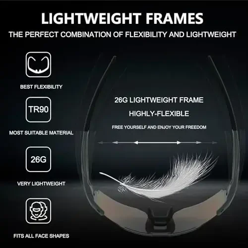 OULAIQI Velosiped uchun quyoshdan saqlaydigan ko'zoynaklar Polarizatsiyalangan Velosiped uchun erkaklar ayollar uchun 1 linzali yoki 3 ta o'zgartiriladigan linzali Beysbol ko'zoynaklari - 4