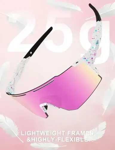 OULAIQI Velosiped uchun quyoshdan saqlaydigan ko'zoynaklar поляризацияланган velosiped uchun erkaklar ayollar uchun 1 linzali yoki 3 almashtiriladigan linzali beysbol ko'zoynaklari - 5