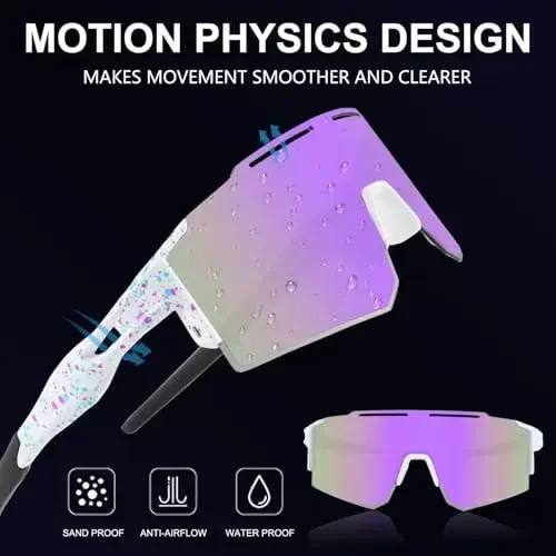 OULAIQI Cycling Sunglasses Polarized Sunglasses for Cycling Men Women with 1 Lens or 3 Interchangeable Lens Baseball Glasses - 4