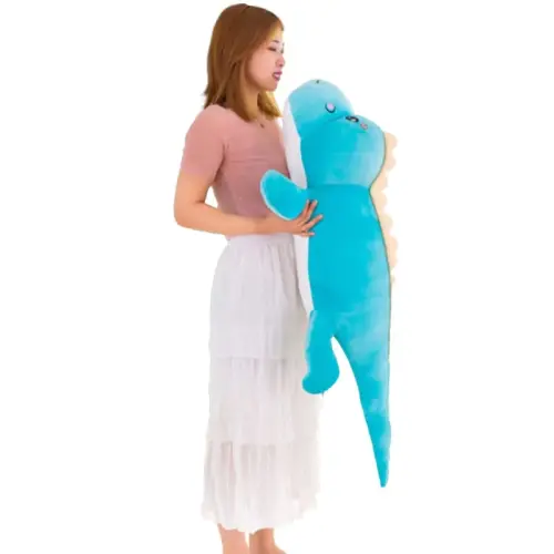 OULV Dinosaur Plush Toy Pillow, Soft Lumbar Back Cushion Big Dinosaur Plushies Stuffed Toy Cute Pillows, Great Gift for Kids Birthday, Valentine (Blue, 39.3in) 