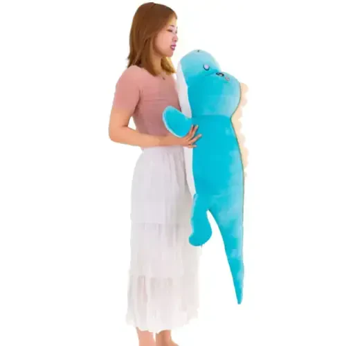 OULV Dinosaur Plush Toy Pillow, Soft Lumbar Back Cushion Big Dinosaur Plushies Stuffed Toy Cute Pillows, Great Gift for Kids Birthday, Valentine (Blue, 39.3in) 