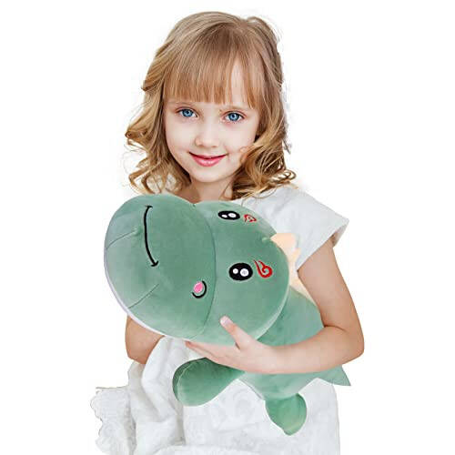 Dinosaurs Plush Toy Pillow,Cute Dinosaur Stuffed Animals Doll,Soft Lumbar Back Cushion Big Dinosaurs Plushies Stuffed Toy Cute Pillows,Great Gift for Kids Birthday,Valentine (Green,31.4in) - 5
