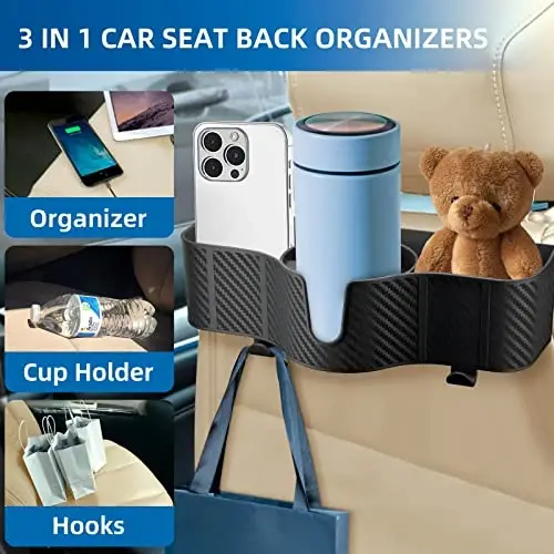 OUSHASAA 3-in-1 Avtomobil bosh o'rindig'i Orqa o'rindiq organizatori 3,7