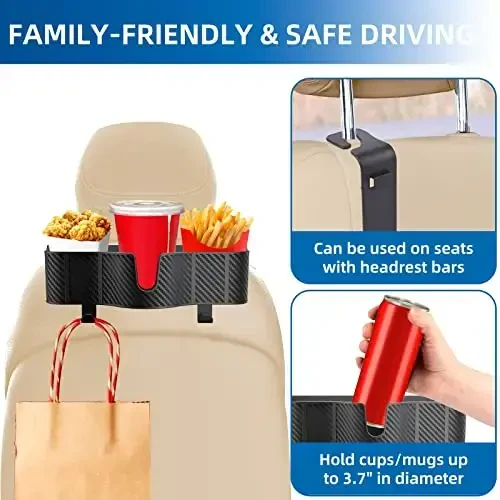 OUSHASAA 3-in-1 Car Headrest Backseat Organizer with 3.7
