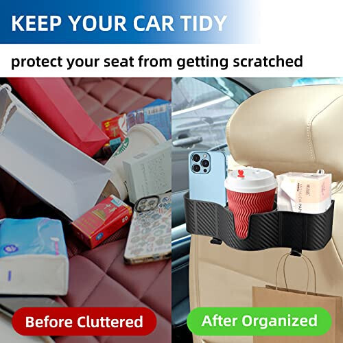 OUSHASAA 3-in-1 Car Headrest Backseat Organizer with 3.7