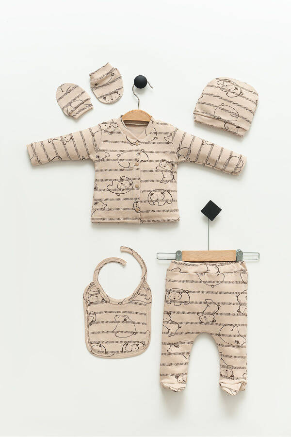 Out of Stock Hospital Discharge Sets Coffee Bear 100% Cotton 5-Piece Set Newborn Baby Clothes - 1