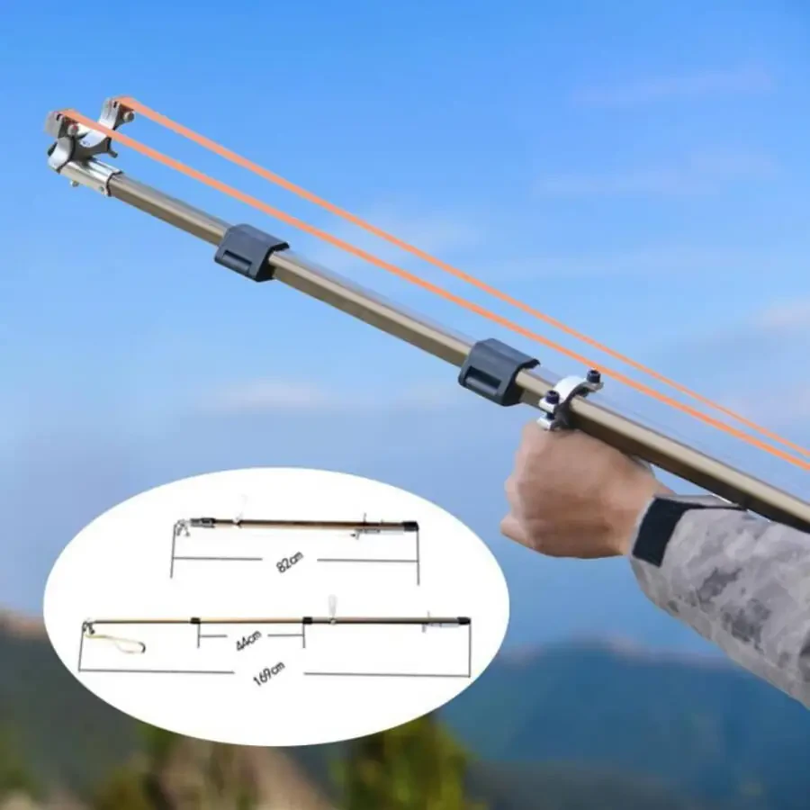 Outdoor Hunting Shooting Fish Catapult Set Three-section Telescopic Long Pole Shooting Slingshot - 3
