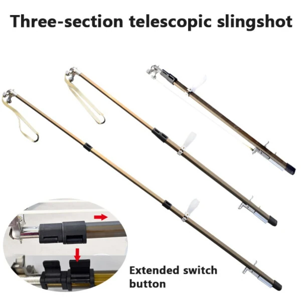 Outdoor Hunting Shooting Fish Catapult Set Three-section Telescopic Long Pole Shooting Slingshot - 7