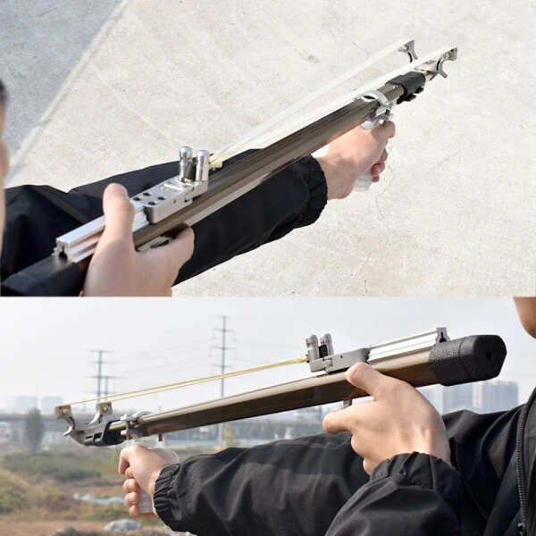 Outdoor Hunting Shooting Fish Catapult Set Three-section Telescopic Long Pole Shooting Slingshot - 15