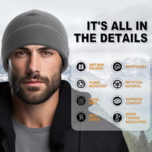 OUTDOOR SHAPING 2 Pack Tactical Fleece Cap Winter Warm Beanie Military Army Watch Cap Gift for Men Women - 1