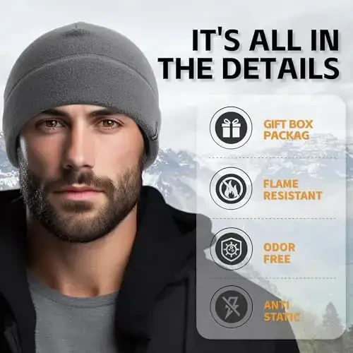 OUTDOOR SHAPING 2 Pack Tactical Fleece Cap Winter Warm Beanie Military Army Watch Cap Gift for Men Women - 2