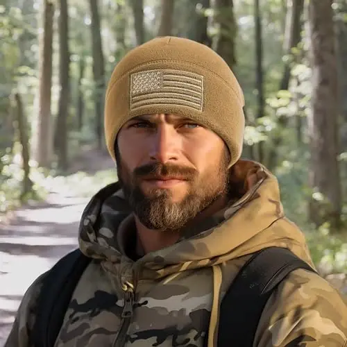 OUTDOOR SHAPING American Flag Fleece Watch Cap, USA Multi-Season Army Military Tactical Beanie, Qishki issiq shapka - 6