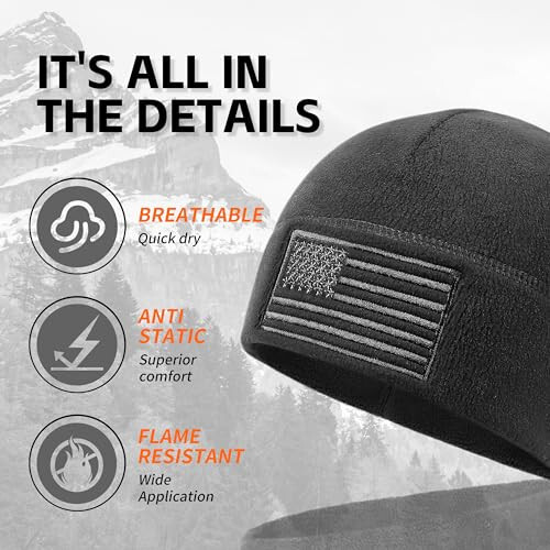 OUTDOOR SHAPING American Flag Fleece Watch Cap, USA Multi-Season Army Military Tactical Beanie, Winter Warm Beanie - 4