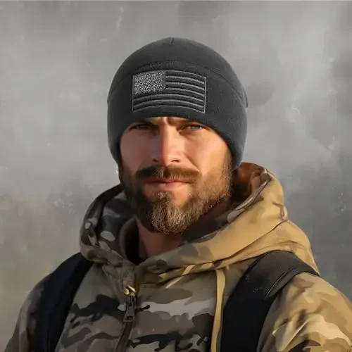 OUTDOOR SHAPING American Flag Fleece Watch Cap, USA Multi-Season Army Military Tactical Beanie, Winter Warm Beanie - 5