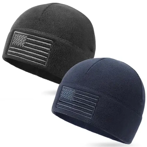 OUTDOOR SHAPING American Flag Fleece Watch Cap, USA Multi-Season Army Military Tactical Beanie, Winter Warm Beanie 