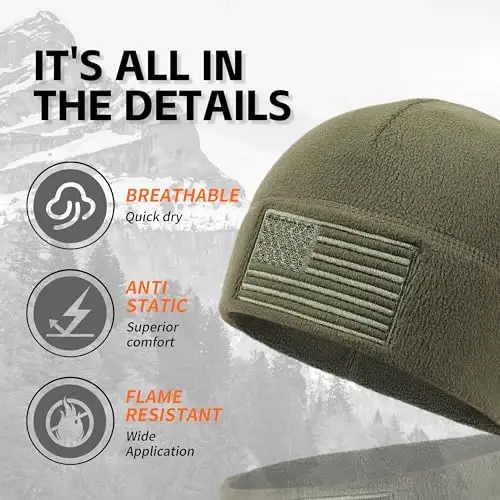 OUTDOOR SHAPING Amerika Bayraklı Polar Bere, ABD Çok Mevsimli Ordu Askeri Taktik Beresi, Kışlık Sıcak Bere - OUTDOOR (1)