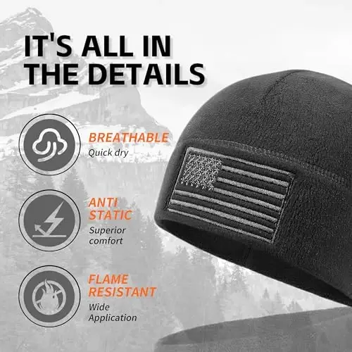 OUTDOOR SHAPING Amerika Bayraklı Polar Bere, ABD Çok Mevsimli Ordu Askeri Taktik Beresi, Kışlık Sıcak Taktik Bere - 2