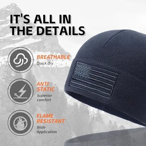 OUTDOOR SHAPING Amerikan Bayrağı Polar Bere, ABD Çok Mevsimli Ordu Askeri Taktik Bere, Kışlık Sıcak Bere - 2