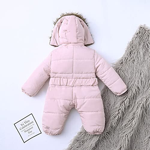 Outerwear Romper Coat Warm Infant Baby Jacket Snowsuit Hooded Jumpsuit Girls Snow for Kids (Pink, 0-3 Months) - 4