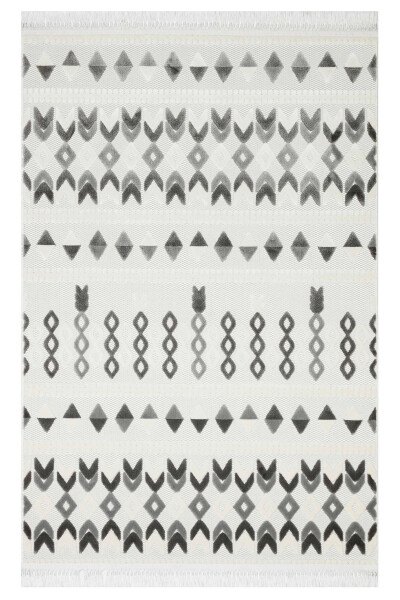 OUTLET ARYA 5023-G Cotton Woven Base Scandinavian Patterned Living Room Corridor Kitchen Rug - CREAM/ANTHRACITE - 1