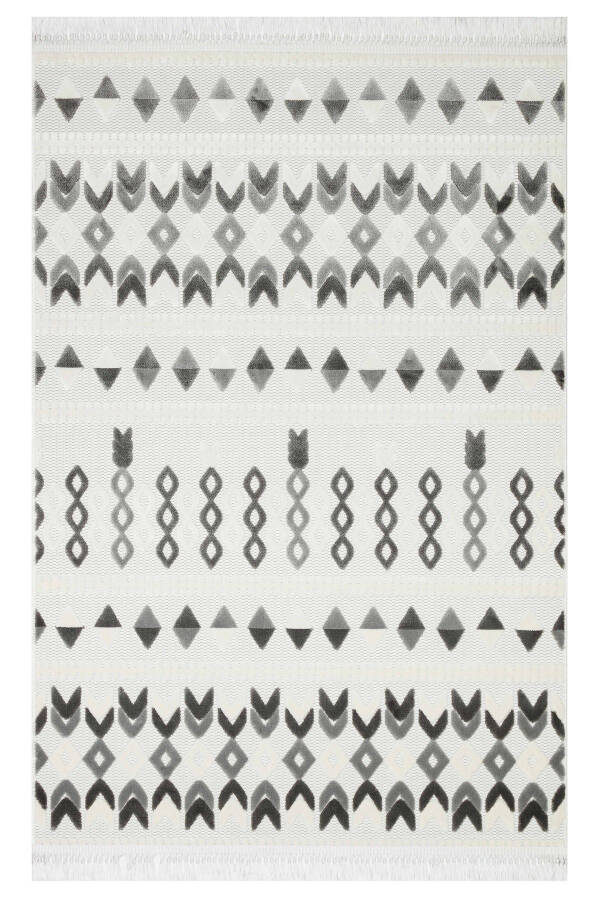 OUTLET ARYA 5023-G Cotton Woven Base Scandinavian Patterned Living Room Corridor Kitchen Rug - CREAM/ANTHRACITE - 1