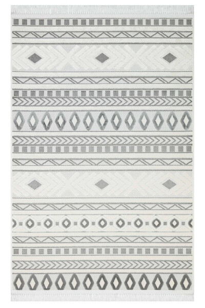 OUTLET ARYA 5030-G Cotton Woven Base Scandinavian Pattern Living Room Corridor Kitchen Rug - CREAM/GREY - 1