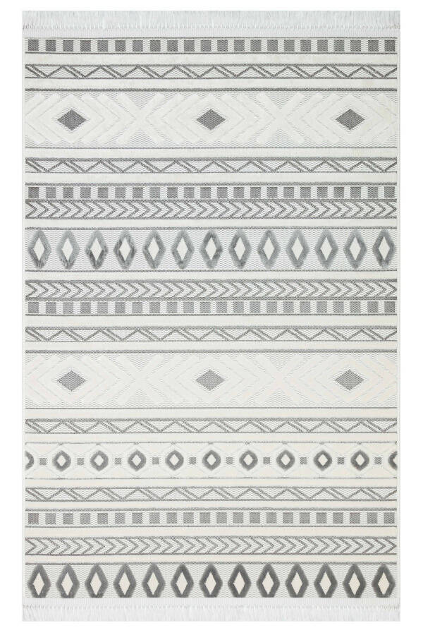 OUTLET ARYA 5030-G Cotton Woven Base Scandinavian Pattern Living Room Corridor Kitchen Rug - CREAM/GREY - 1