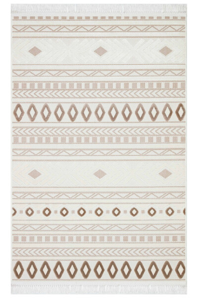 OUTLET ARYA 5031-G Cotton Woven Base Scandinavian Pattern Living Room Hallway Kitchen Rug - CREAM/VIZON - 1