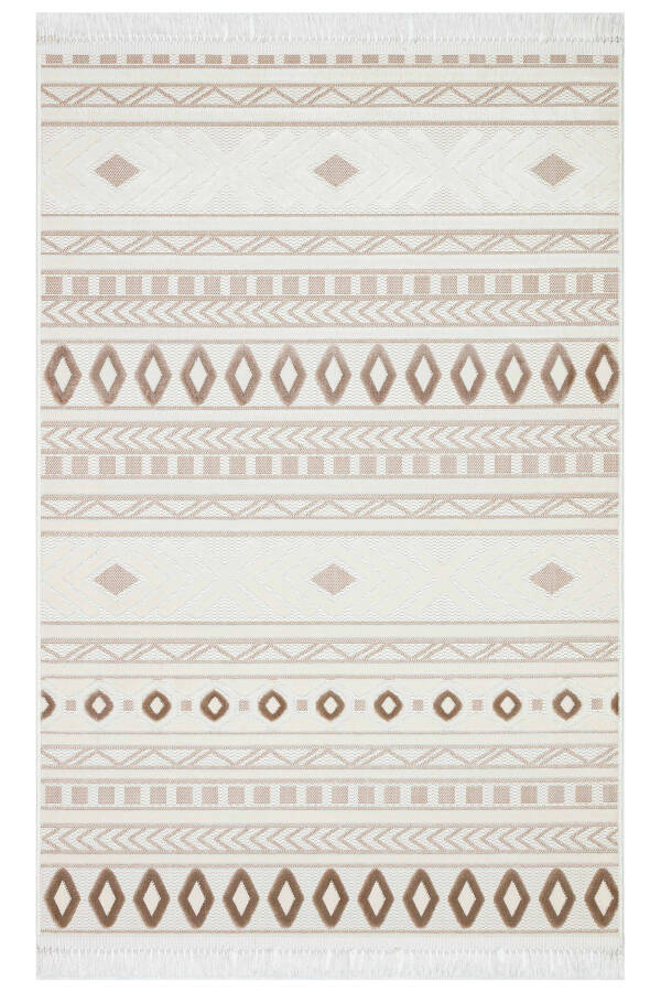 OUTLET ARYA 5031-G Cotton Woven Base Scandinavian Pattern Living Room Hallway Kitchen Rug - CREAM/VIZON - 1