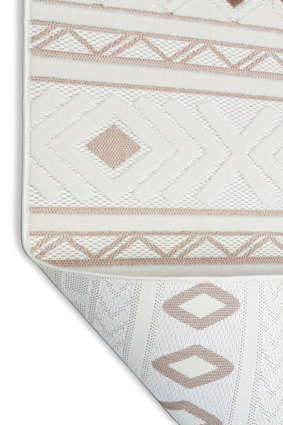 OUTLET ARYA 5031-G Cotton Woven Base Scandinavian Pattern Living Room Hallway Kitchen Rug - CREAM/VIZON - 4