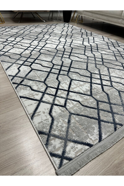 OUTLET GENOA Soft Dense Woven Modern Living Room Corridor Rug - GRAY/NAVY - 5