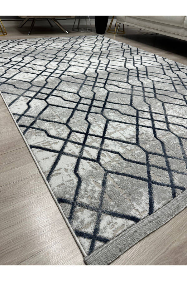 OUTLET GENOA Soft Dense Woven Modern Living Room Corridor Rug - GRAY/NAVY - 2