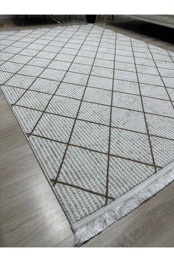 OUTLET GENOA Soft Tight Woven Modern Living Room Corridor Rug - CREAM/COFFEE - 8