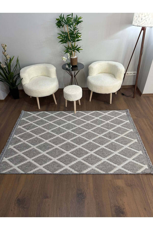 OUTLET PALMAS-F7 Soft Loop Pile Textured Woven Living Room Rug - LIGHT GRAY - 2