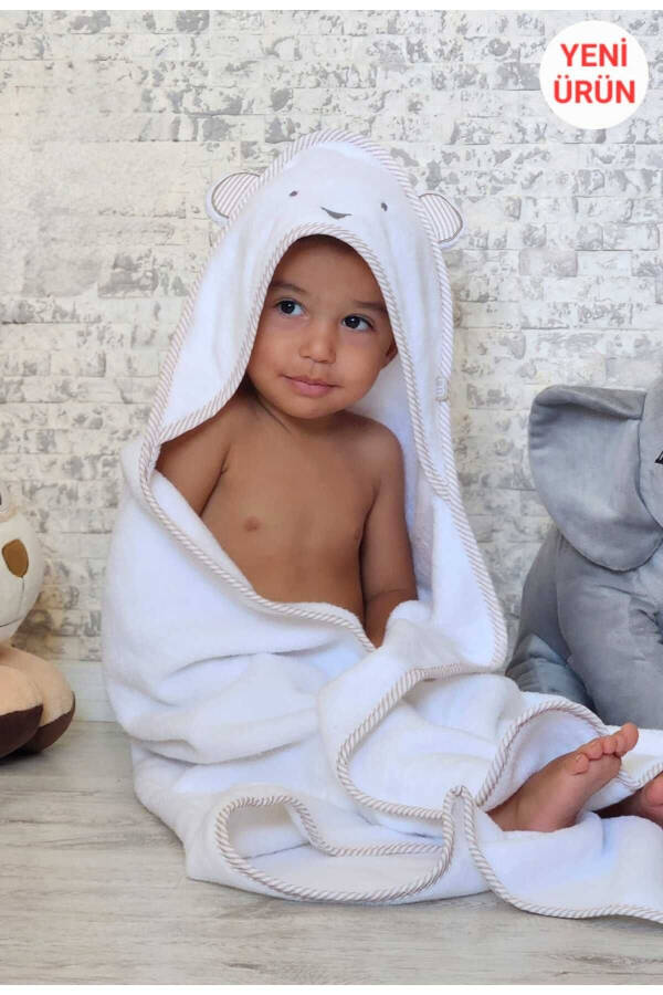 OUTLET PRODUCT Cotton Unisex Newborn-Baby Bath Towel Swaddle 100x100cm BEAR /WHITE - 10