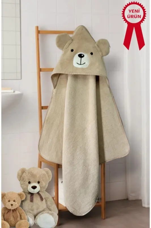 OUTLET Soft 100% Cotton Baby Girl-Boy and Newborn Bath Towel Swaddle Bear Brown - Brown - 3