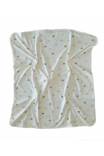 OUTLET Tek katlı Pamuklu Penye Kız erkek Yenidoğan-bebek Kundak Battaniyesi Ayı / Baş - EKRU - PAMUK HANIM (1)
