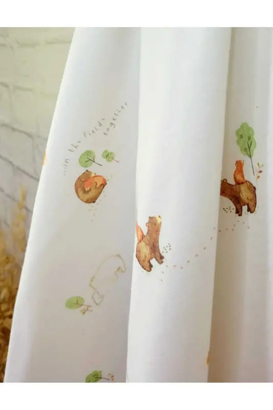 OUTLET Tek katlı Pamuklu Penye Kız erkek Yenidoğan-bebek Kundak Battaniyesi / Koca Ayı-KREM - 2