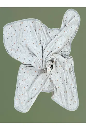 OUTLET Tek katlı Pamuklu Penye Kız erkek Yenidoğan-bebek Kundak Battaniyesi/puantiye - GRİ - 7