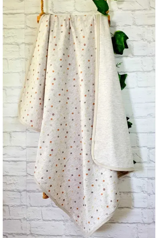 OUTLET Tek katlı Pamuklu Penye Kız erkek Yenidoğan-bebek Kundak Battaniyesi/puantiye-GRİ - PAMUK HANIM