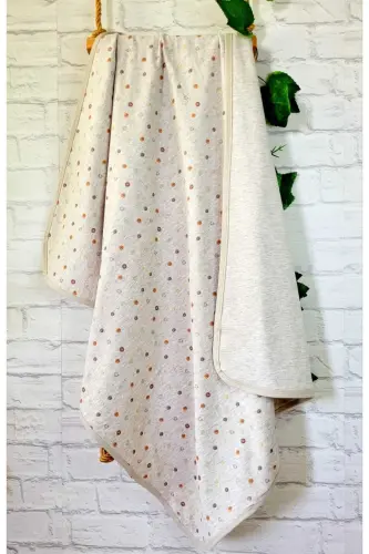 OUTLET Tek katlı Pamuklu Penye Kız erkek Yenidoğan-bebek Kundak Battaniyesi/puantiye-GRİ 