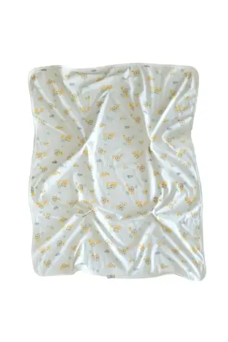 Outlet Ürün Pamuklu Yumuşacık tek Katlı Penye Kız- Erkek Bebek Kundak Battaniyesi /aslan-krem - 2